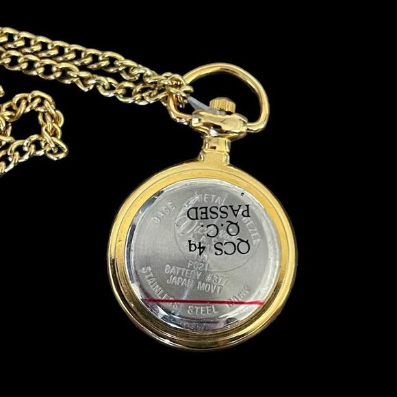 Victoria Lace Pocket Watch Pendant Necklace Japan Quartz Movement Not Running - Picture 3 of 4